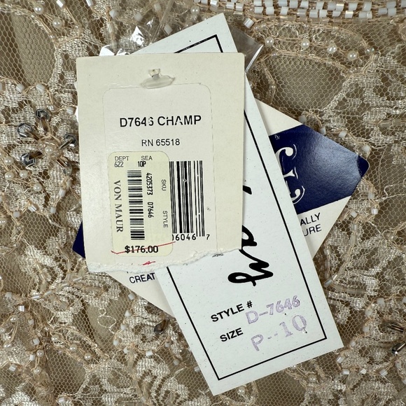 Vintage Stenay 80's Champagne Beaded Gown Size P10 - Picture 7 of 7